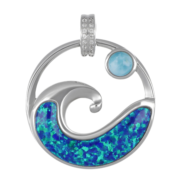 Larimar Wave Pendant (Cubic Zirconia)