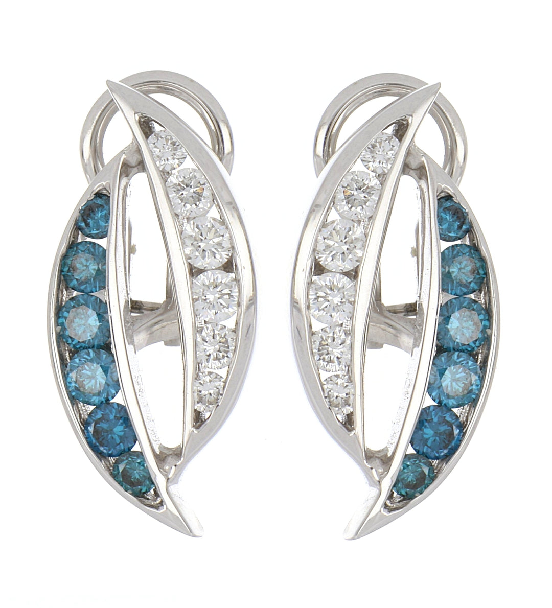 Blue Diamond Ladies Earrings (Blue Diamond 0.65 cts. White Diamond 0.53 cts.)