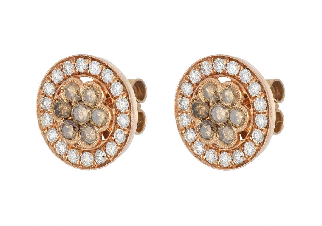 Brown Diamond Earrings (Brown Diamond 1.22 cts. White Diamond 0.82 cts.)