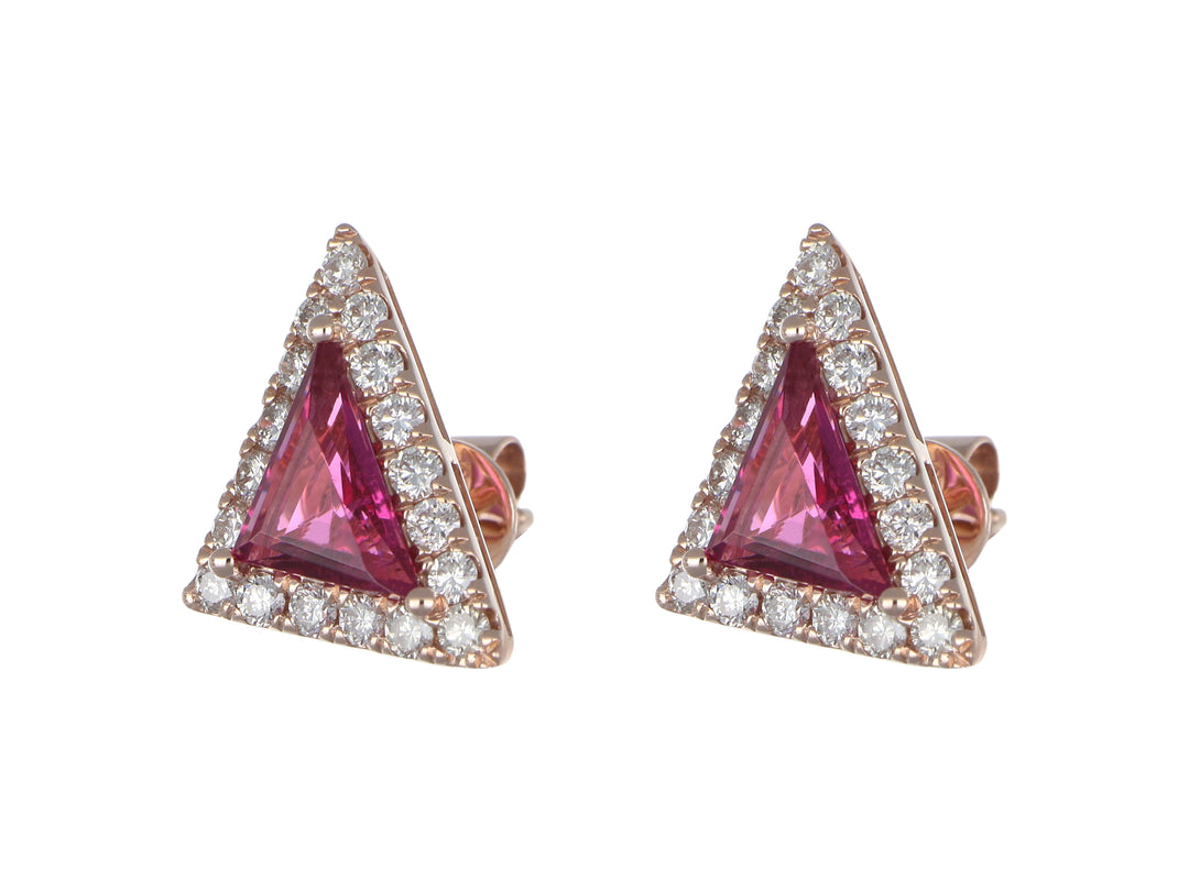 Pink Tourmaline Ladies Earrings (Pink Tourmaline 1.54 cts. White Diamond 0.76 cts.)