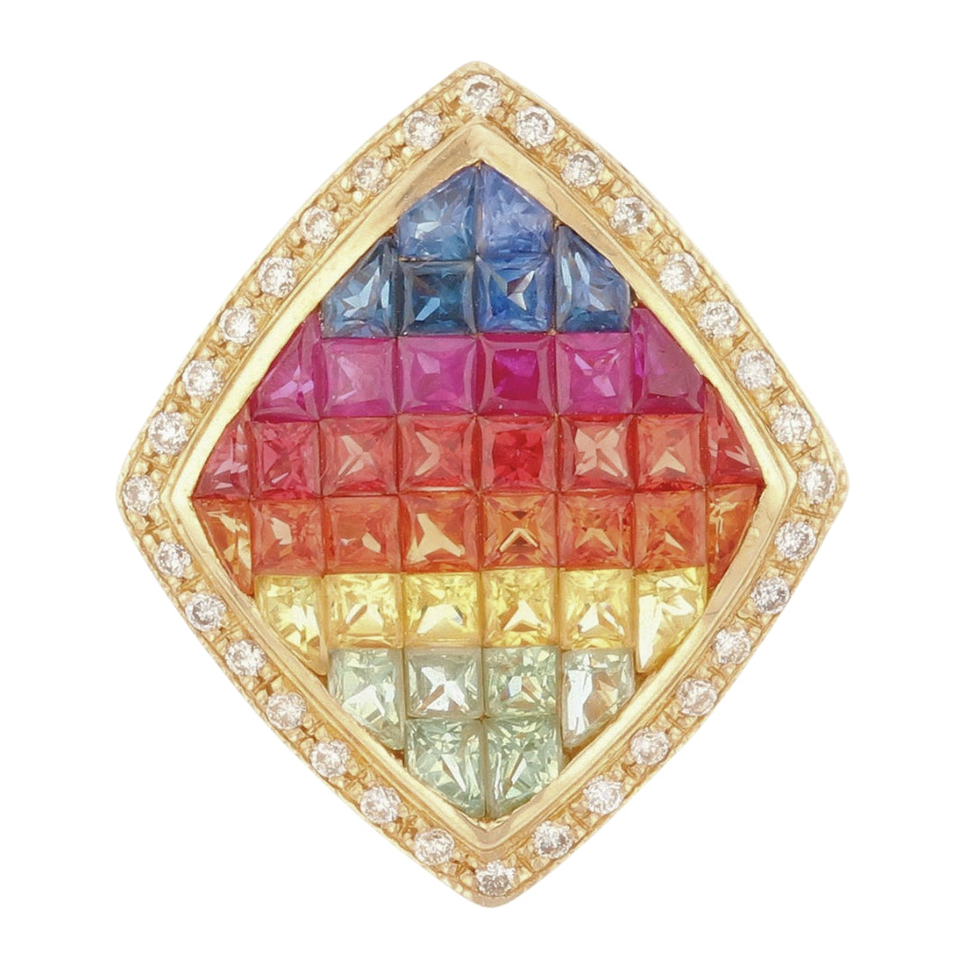 Multi-Color Sapphire Pendant (Multi-Color Sapphire 3.5 cts. White Diamond 0.2 cts. )