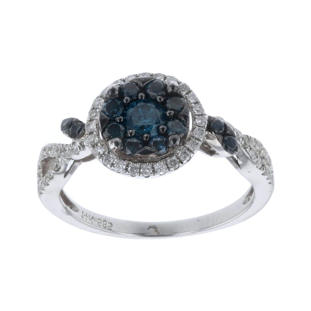 Blue Diamond Ring (Blue Diamond 0.6 cts. White Diamond 0.27 cts.)