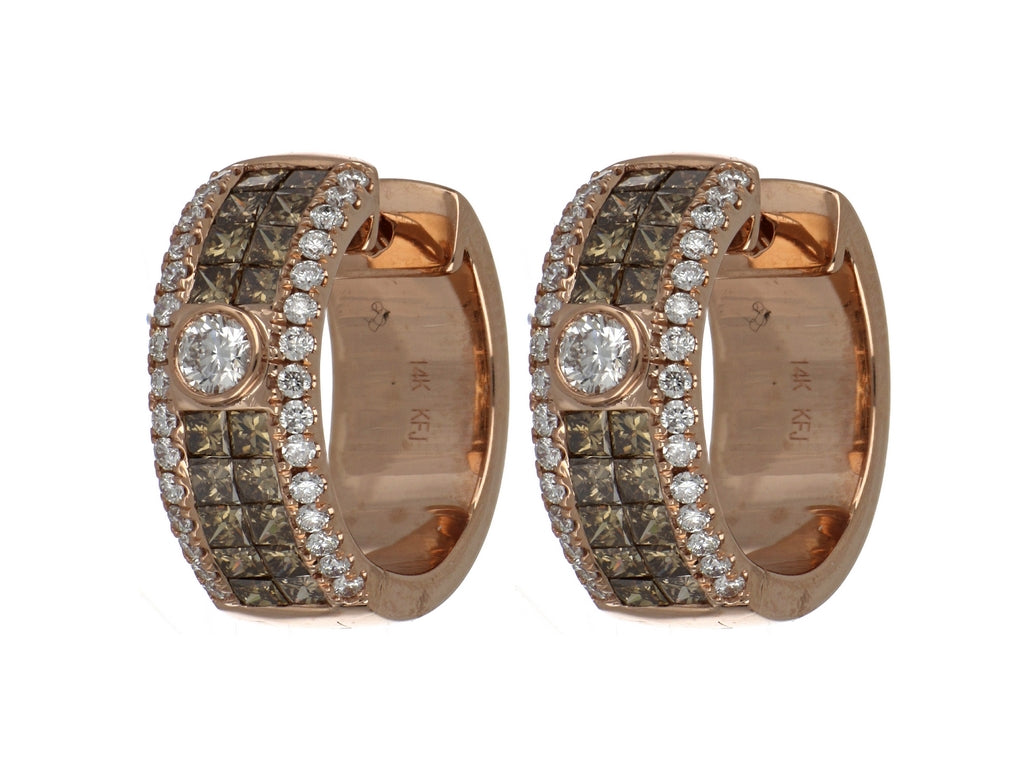 Brown Diamond Ladies Earrings (Brown Diamond 1.41 cts. White Diamond 0.63 cts.)