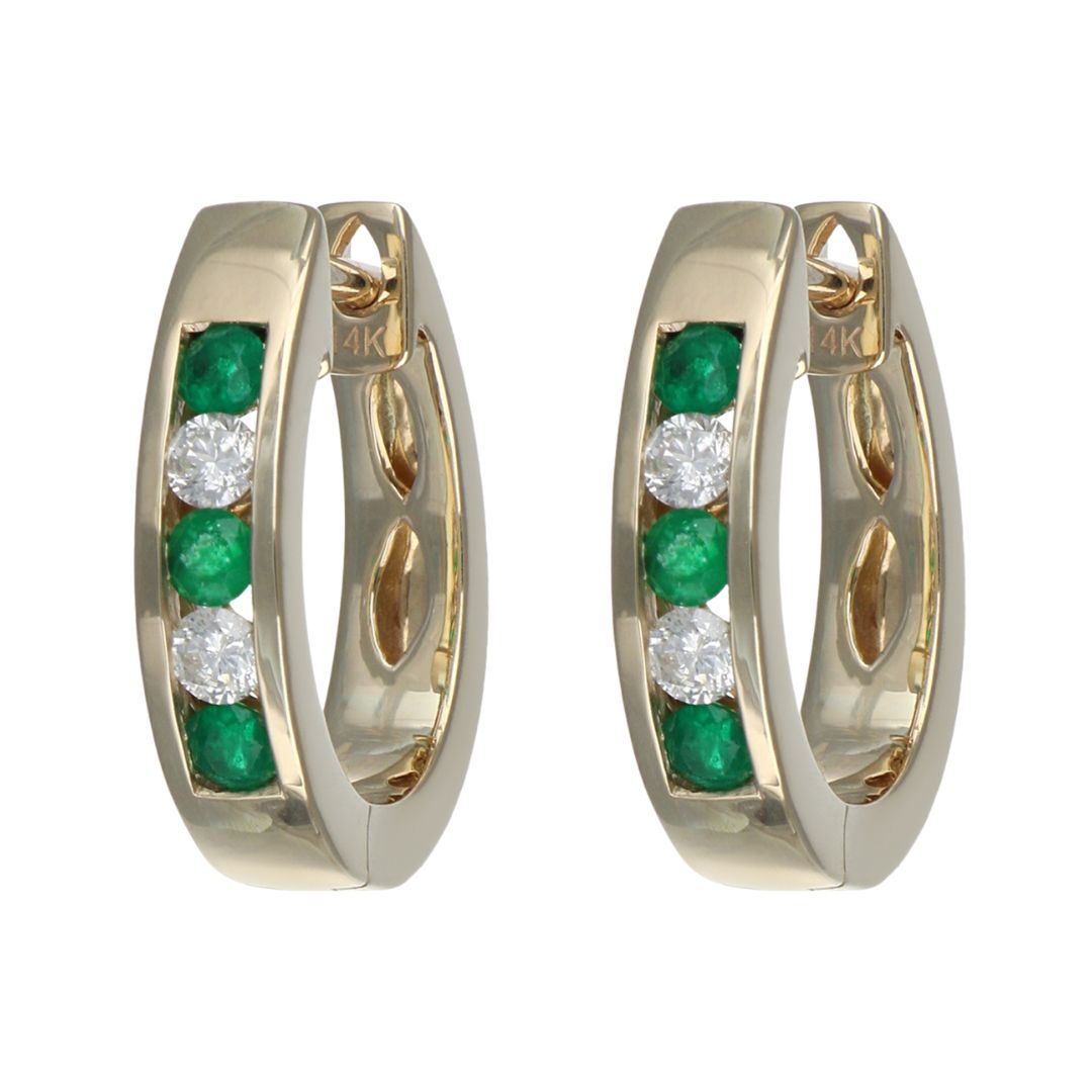 Emerald Earrings (Emerald 0.32 cts. White Diamond 0.22 cts.)