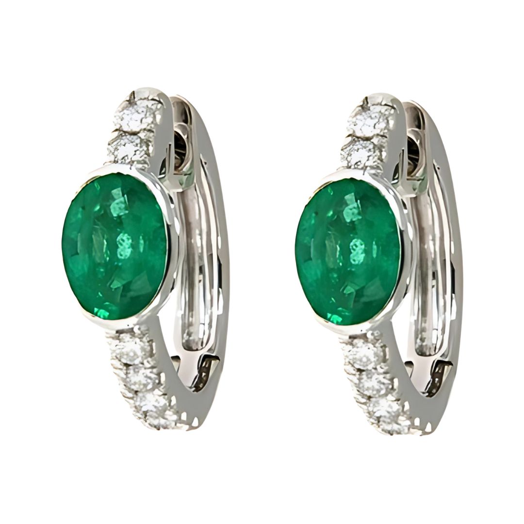 Emerald Earrings (Emerald 1.95 cts. White Diamond 0.5 cts.)