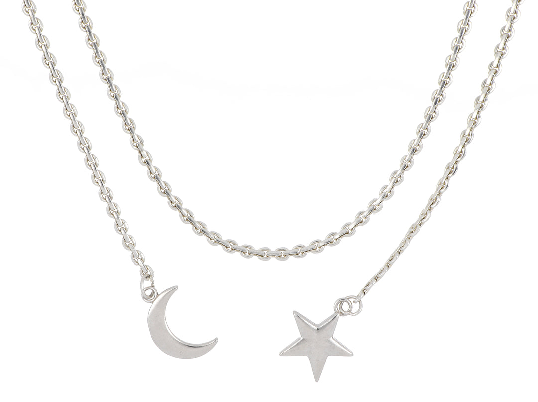 ALEX AND ANI Moon and Star Layered Chain Necklace