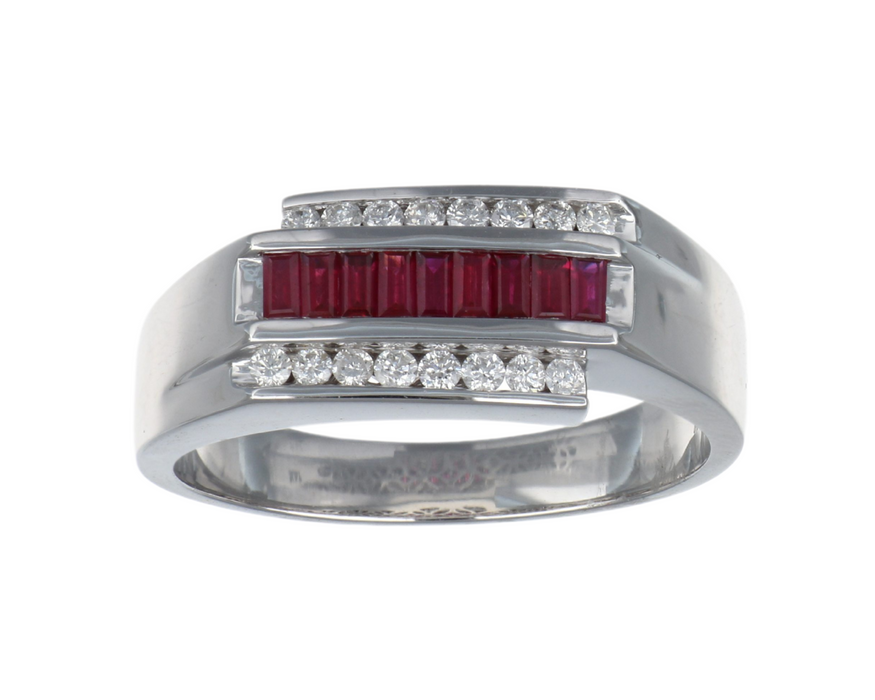 Ruby Men's Ring (Ruby 0.56 cts. White Diamond 0.24 cts.)