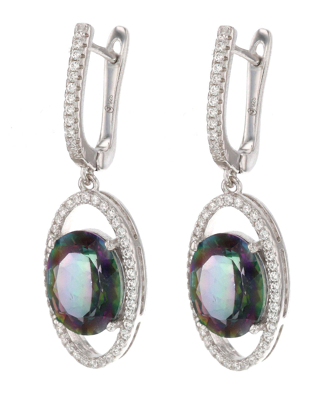 Rainbow Topaz Ladies Earrings (Rainbow Topaz 8.4 cts. Cubic Zirconia)