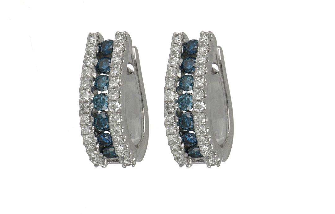 Blue Diamond Ladies Earrings (Blue Diamond 1.15 cts. White Diamond 1.24 cts.)