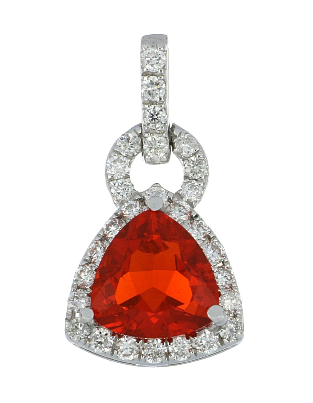 Fire Opal Ladies Pendant (Fire Opal 0.91 cts. White Diamond 0.28 cts.)