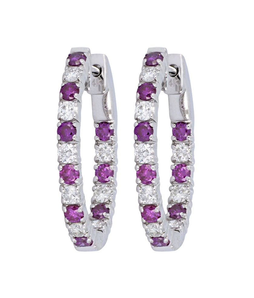 Purple Diamond Ladies Earrings (Purple Diamond 0.85 cts. White Diamond 0.71 cts.)