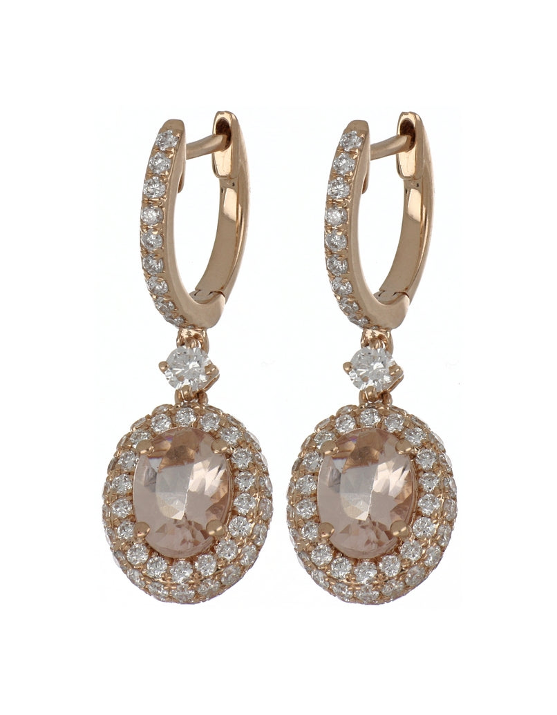 Morganite Earrings (Morganite 1.37 cts. White Diamond 1.21 cts.)