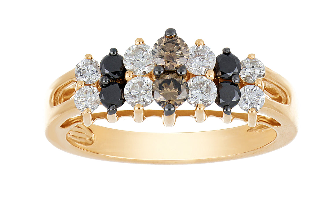 Brown Diamond Ladies Ring (Brown Diamond 0.22 cts. Black Diamond 0.2 cts. White Diamond 0.48 cts.)