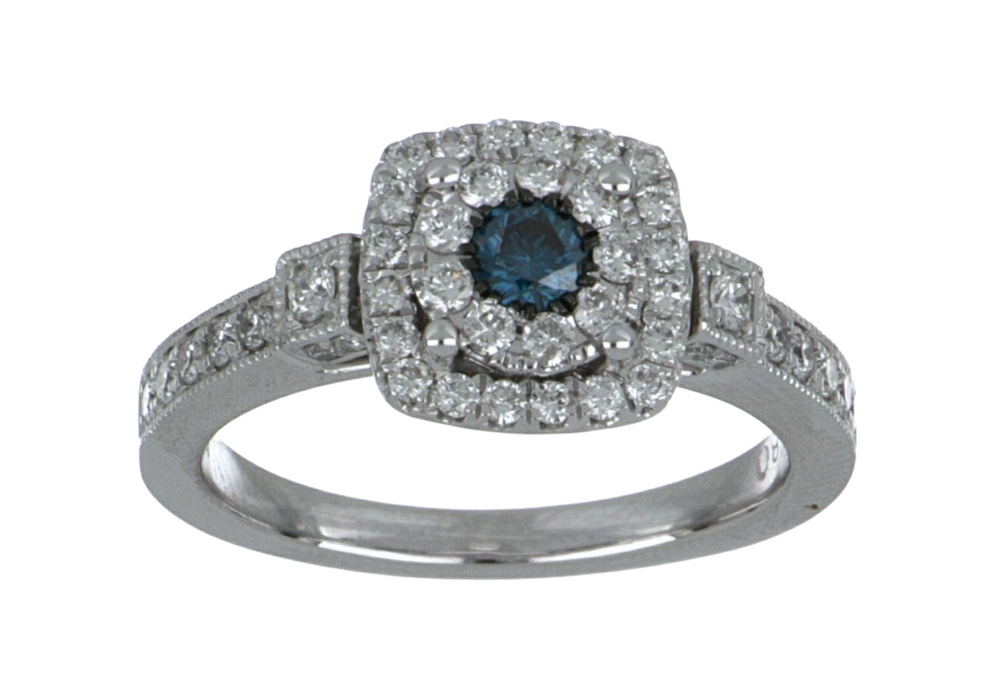 Blue Diamond Ladies Ring (Blue Diamond 0.15 cts. White Diamond 0.58 cts.)