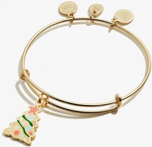 ALEX AND ANI Color Infusion Seashell Christmas Tree Charm Bangle Not Net