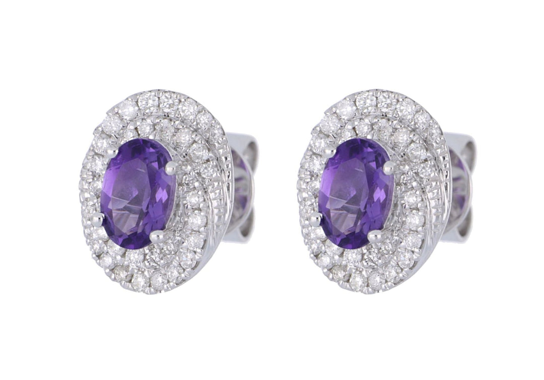 Amethyst Ladies Earrings (Amethyst 0.86 cts. White Diamond 0.3 cts.) Not Net