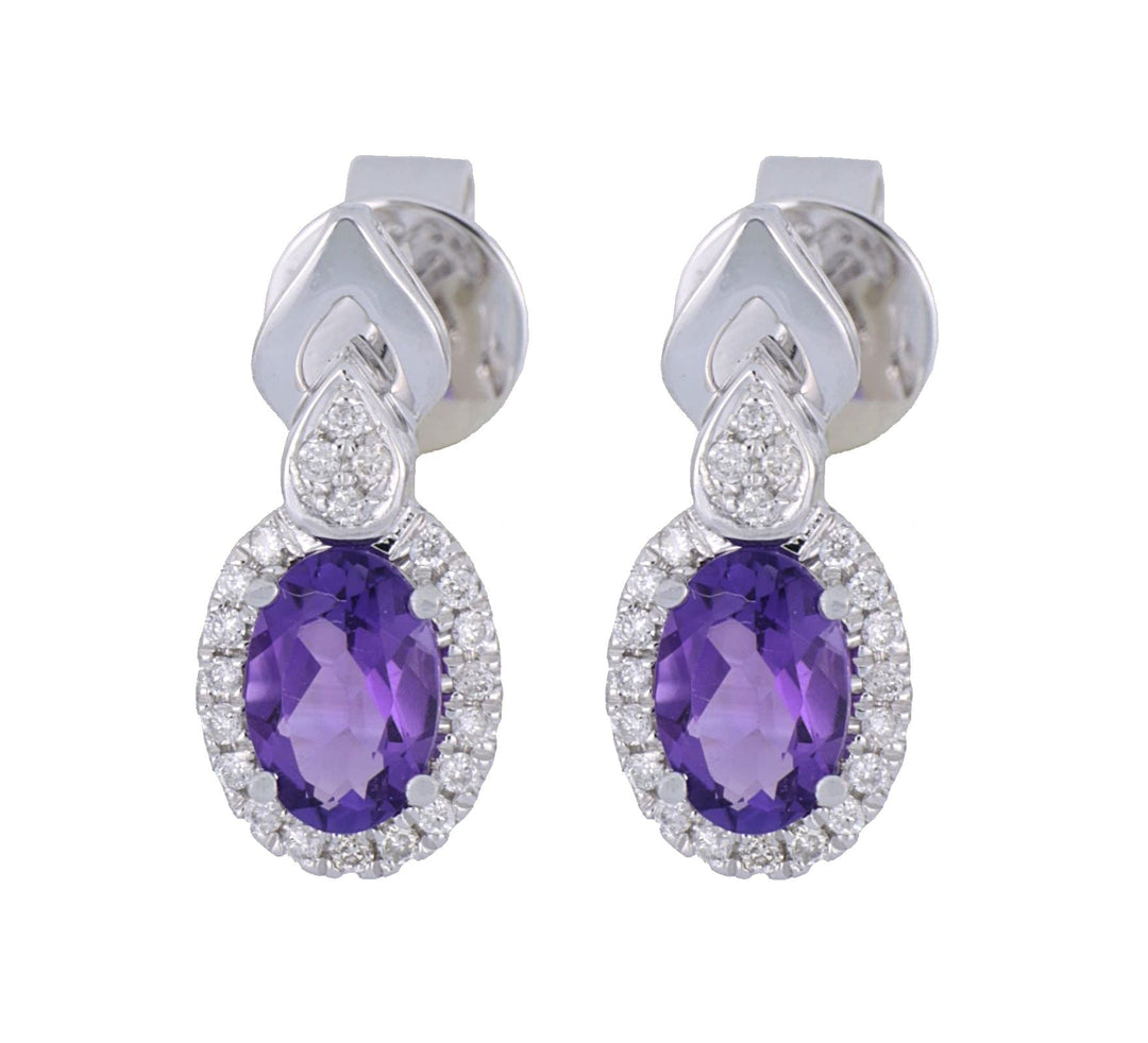 Amethyst Ladies Earrings (Amethyst 0.87 cts. White Diamond 0.12 cts.) Not Net