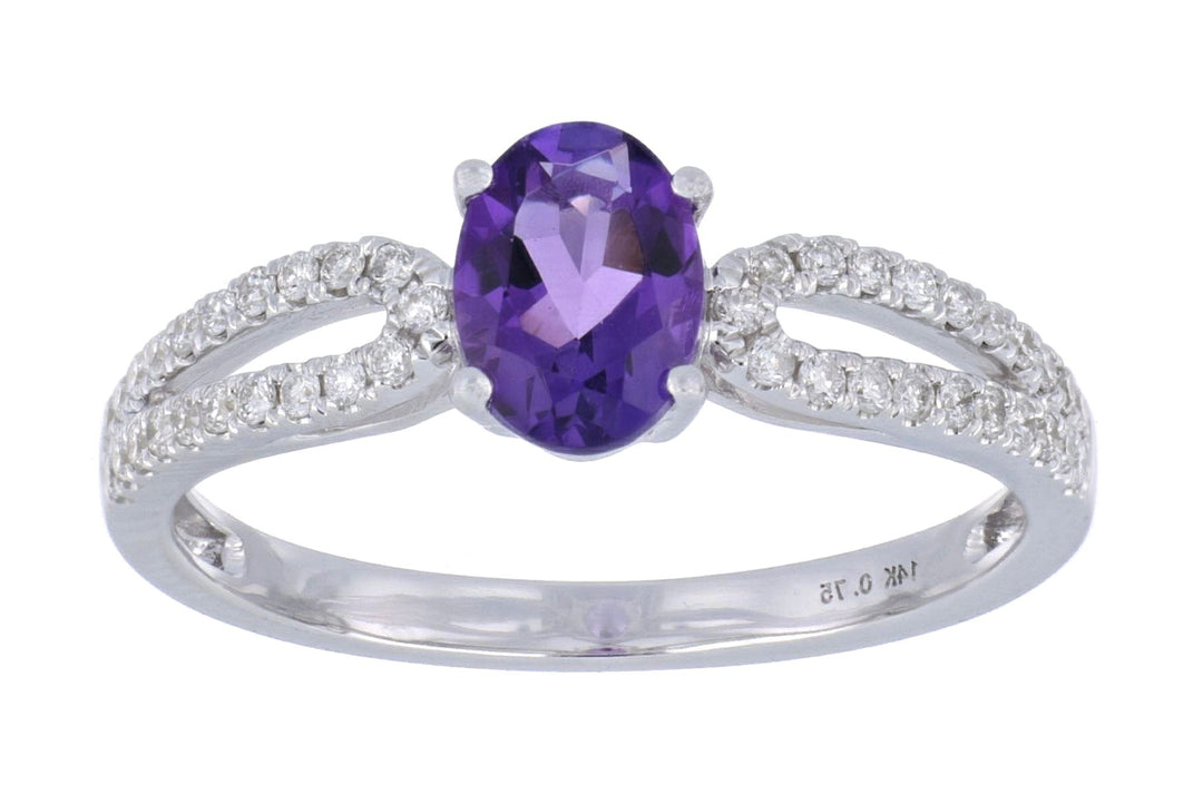 Amethyst Ladies Ring (Amethyst 0.76 cts. White Diamond 0.21 cts.) Not Net