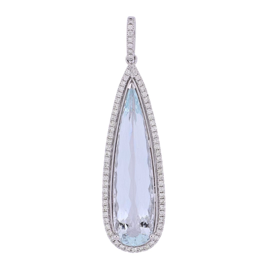 Aquamarine Pendant (Aquamarine 14.61 cts. White Diamond 0.76 cts.) Not Net