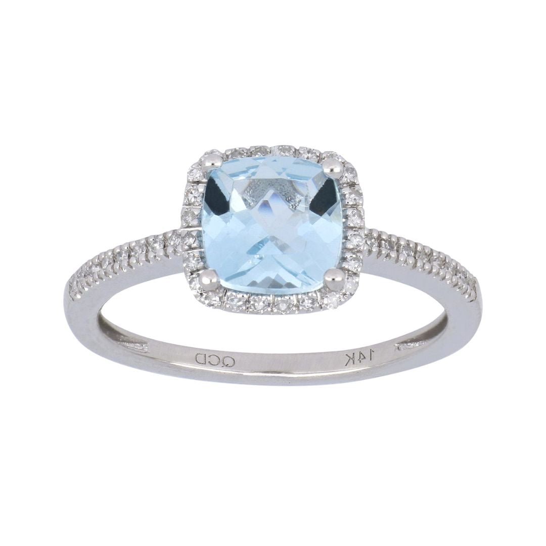 Aquamarine Ring (Aquamarine 1.2 cts. White Diamond 0.12 cts.) Not Net