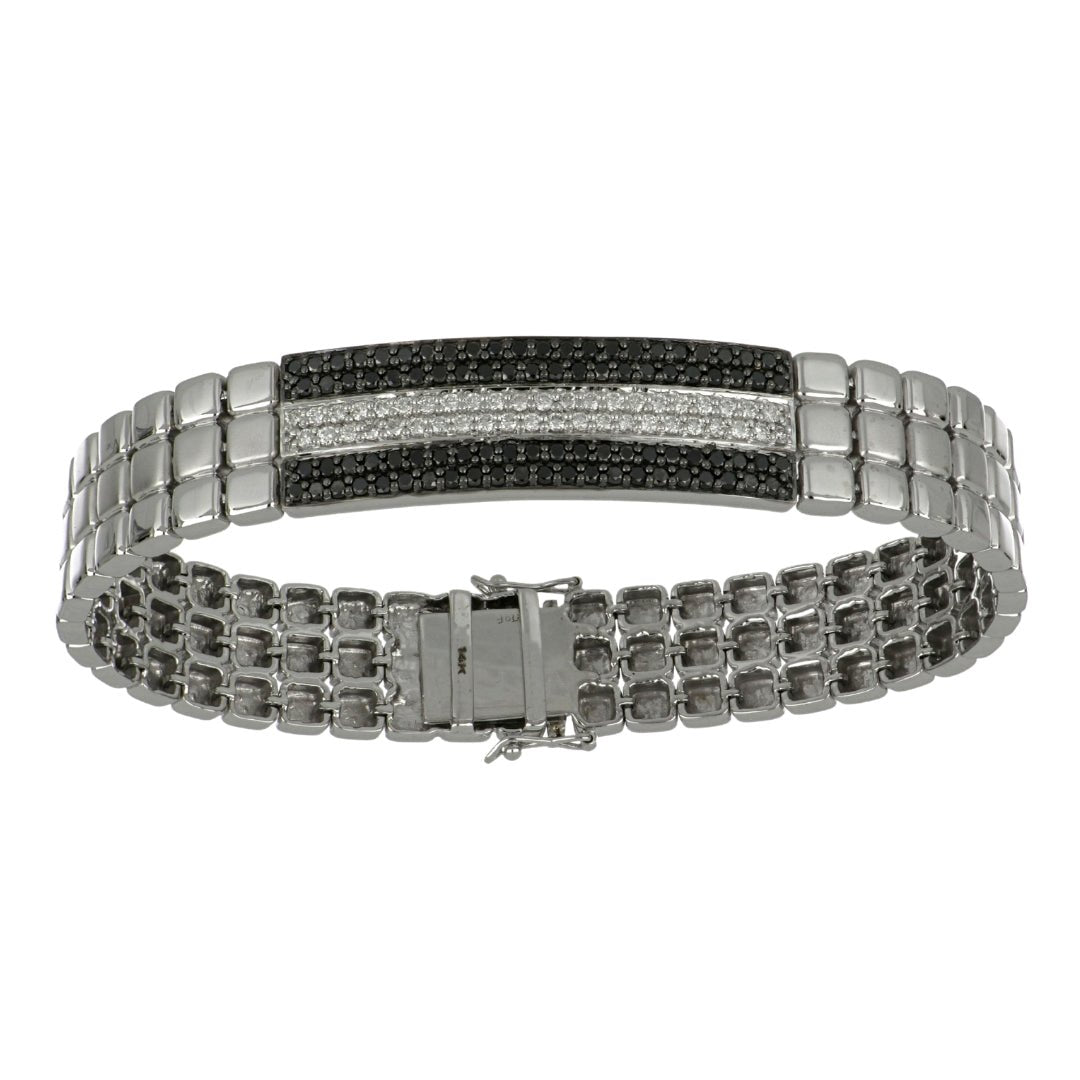 Black Diamond Men's Bracelet (Black Diamond 1.92 cts. White Diamond 0.78 cts.) Not Net