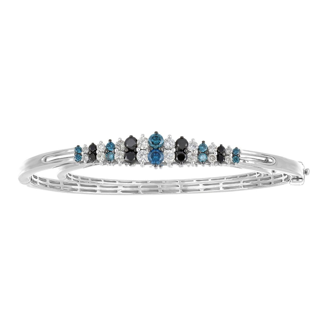 Blue and Black Diamond Bangle (Blue Diamond 0.54 cts. Black Diamond 0.56 cts. White Diamond 0.77 cts.) Not Net