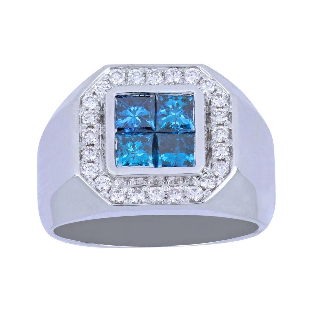 Blue Diamond Men's Ring (Blue Diamond 2.11 cts. White Diamond Included cts.) Not Net