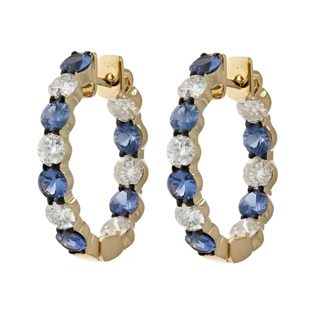 Blue Sapphire Earrings (Blue Sapphire 2.44 cts. White Diamond 2.07 cts) Not Net