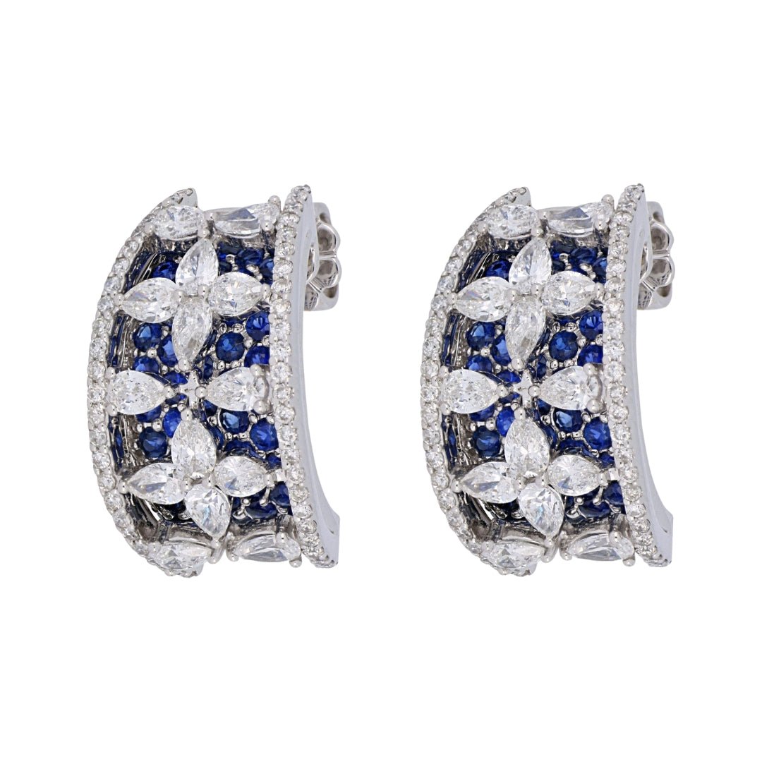 Blue Sapphire Earrings (Blue Sapphire 2.59 cts. White Diamond 2.65 cts.) Not Net