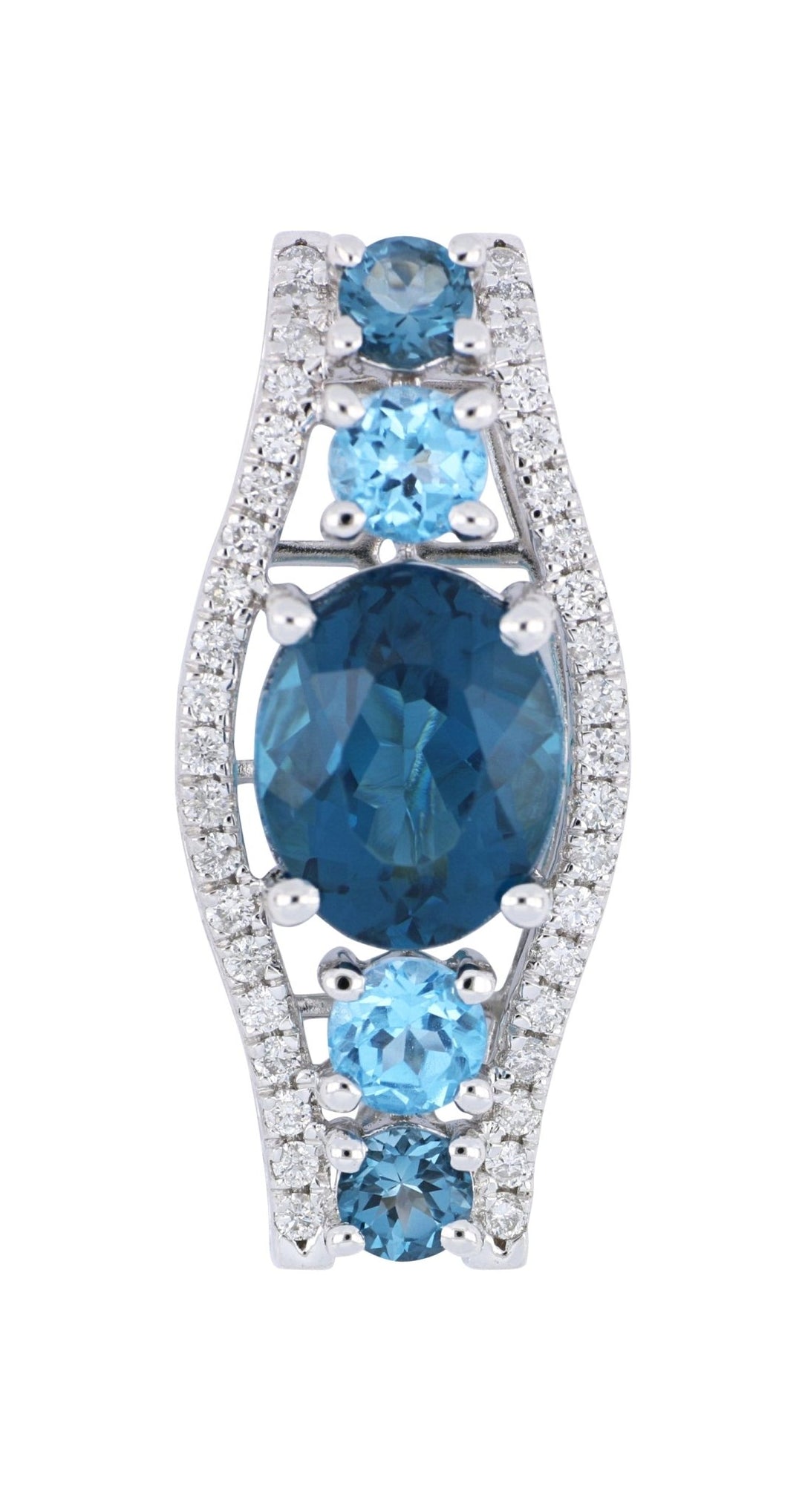 Blue Topaz Pendant (Blue Topaz 4.44 cts. White Diamond 0.32 cts.) Not Net