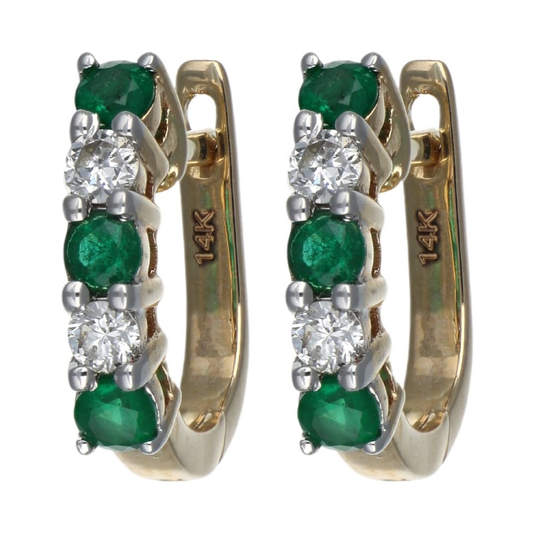 Emerald Earrings (Emerald 0.48 cts. White Diamond 0.25 cts.) Not Net