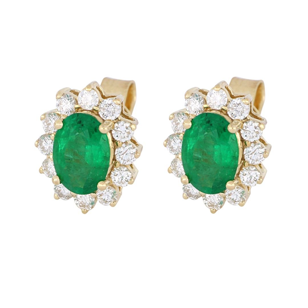 Emerald Earrings (Emerald 1.54 cts. White Diamond 0.61 cts.) Not Net