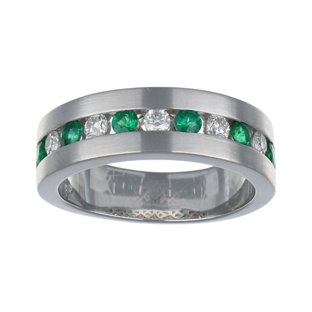 Emerald Men's Ring (Emerald 0.49 cts. White Diamond 0.38 cts.) Not Net