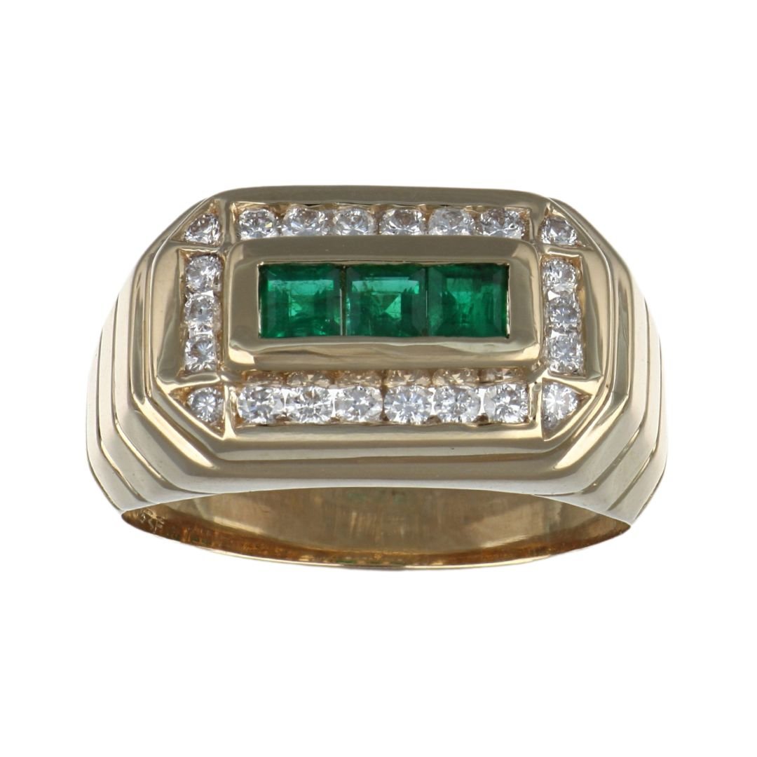 Emerald Men's Ring (Emerald 0.49 cts. White Diamond 0.52 cts.) Not Net