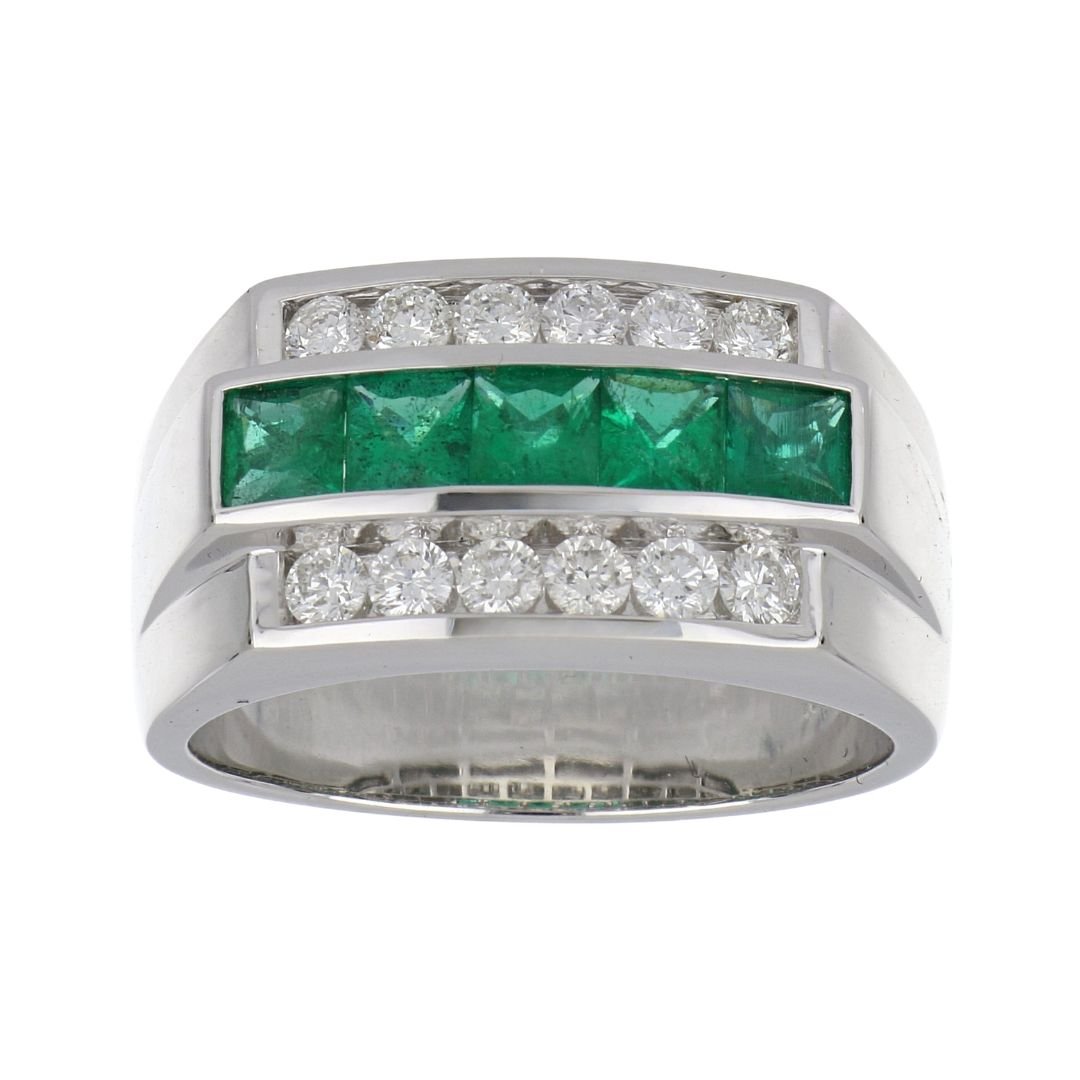 Emerald Men's Ring (Emerald 1.24 cts. White Diamond 0.67 cts.) Not Net