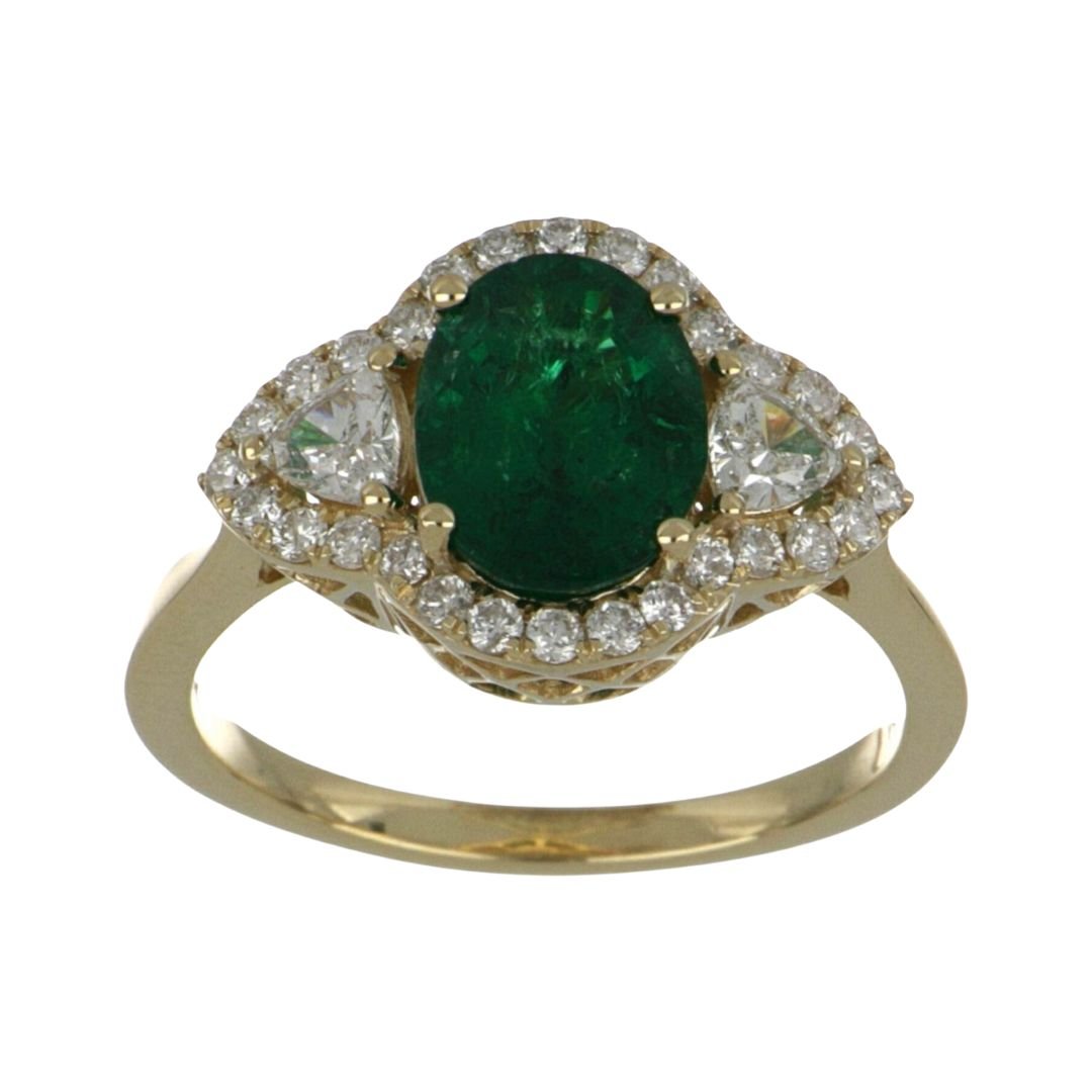 Emerald Ring (Emerald 1.69 cts. White Diamond 0.29 cts. White Diamond 0.29 cts.) Not Net