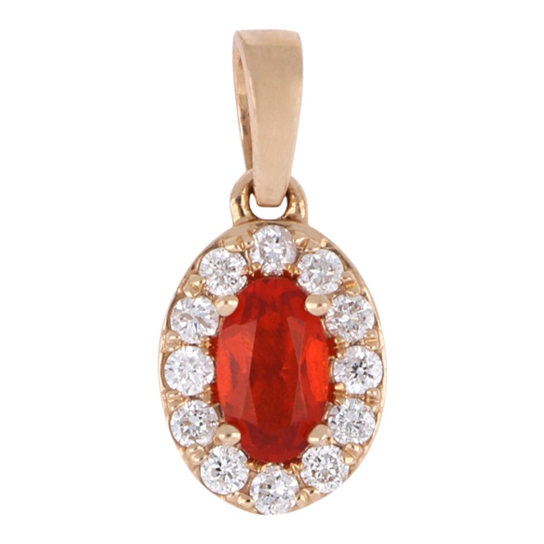 Fire Opal Pendant (Fire Opal 0.14 cts. White Diamond 0.11 cts.) Not Net