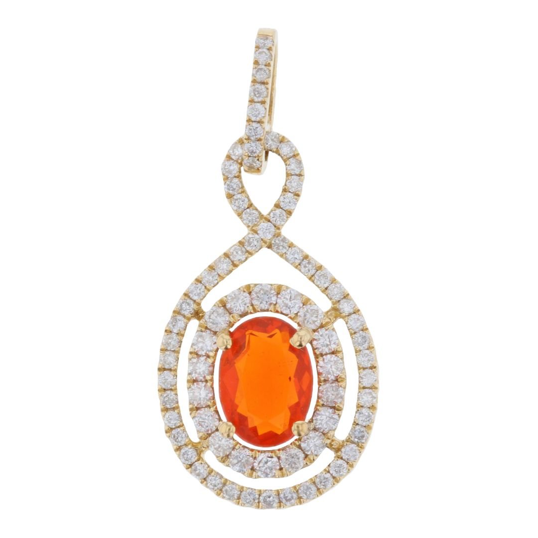 Fire Opal Pendant (Fire Opal 0.55 cts. White Diamond 0.42 cts.) Not Net