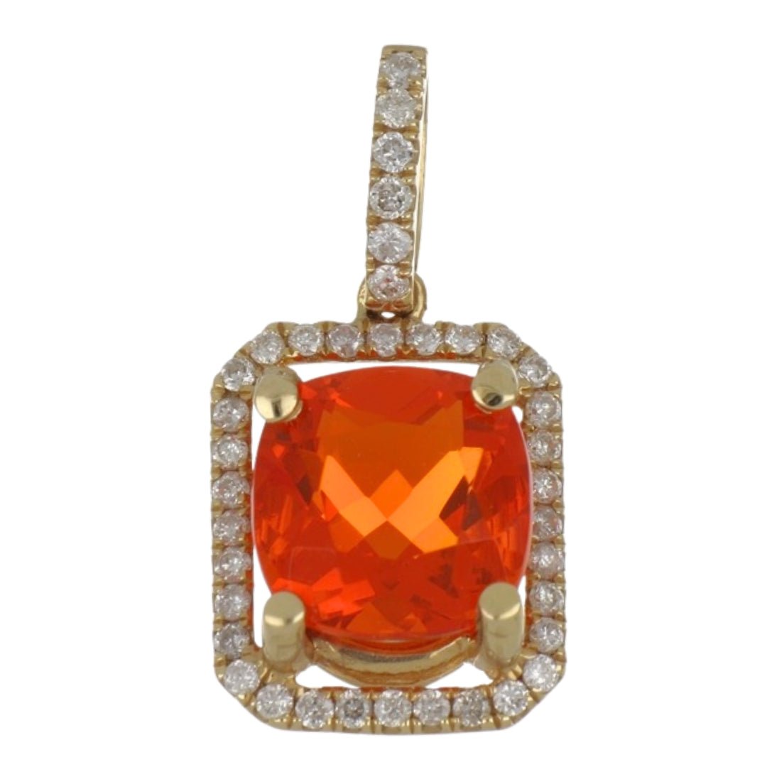 Fire Opal Pendant (Fire Opal 1.5 cts. White Diamond 0.24 cts.) Not Net