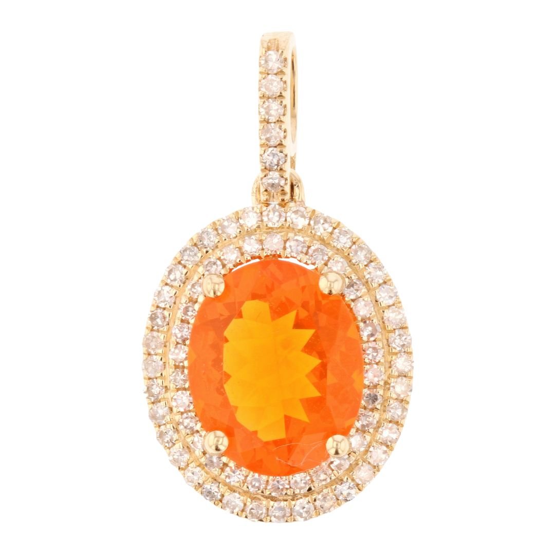 Fire Opal Pendant (Fire Opal 1.73 cts. White Diamond 0.34 cts.) Not Net