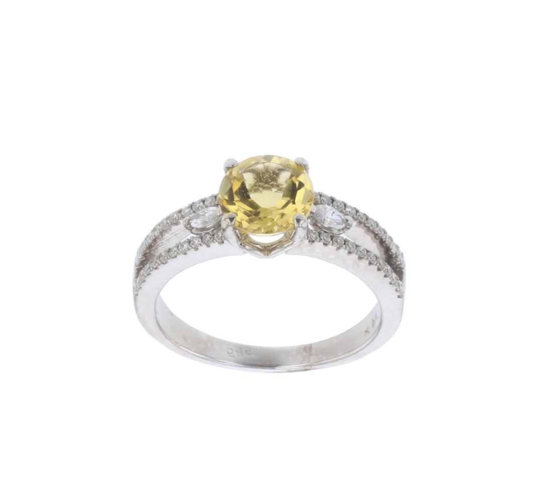 Golden Beryl Ring (Golden Beryl 1.2 cts. White Diamond 0.26 cts.) Not Net