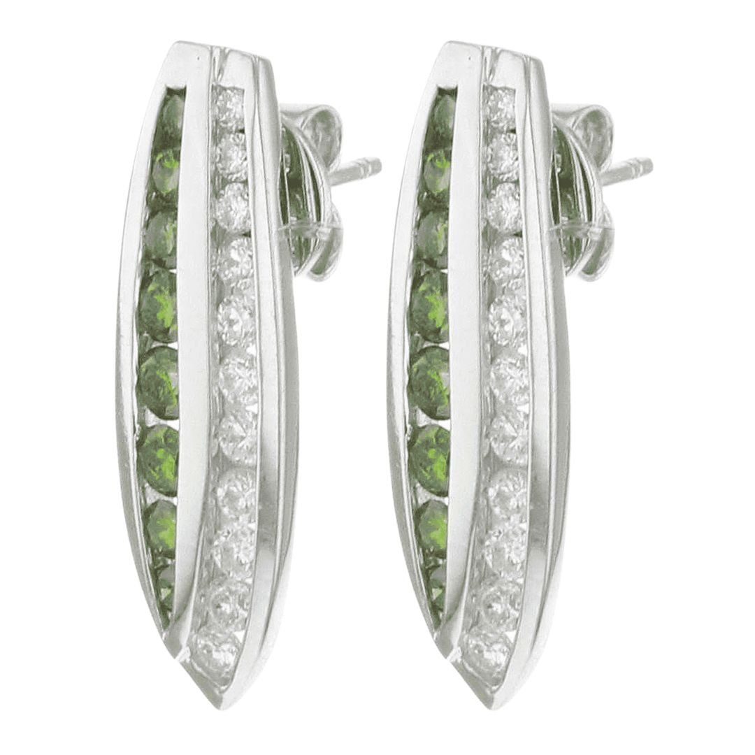 Green Diamond Earrings (Green Diamond 0.96 White Diamond 0.72) Not Net