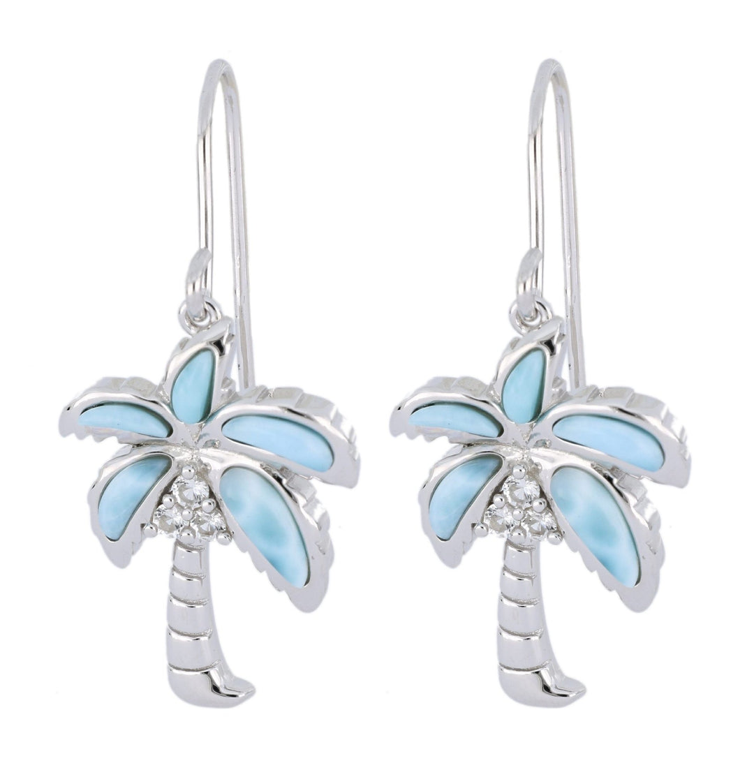 Larimar Palm Tree Earrings (Cubic Zirconia) Not Net