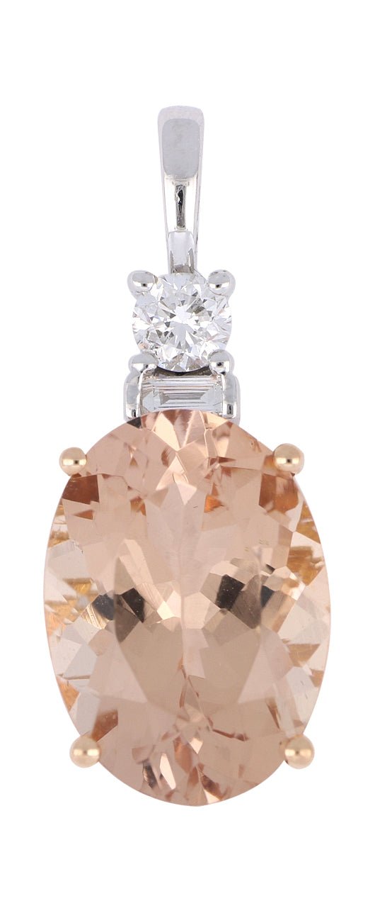 Morganite Ladies Pendant (Morganite 5.49 cts. White Diamond 0.04 cts. White Diamond 0.19 cts.) Not Net