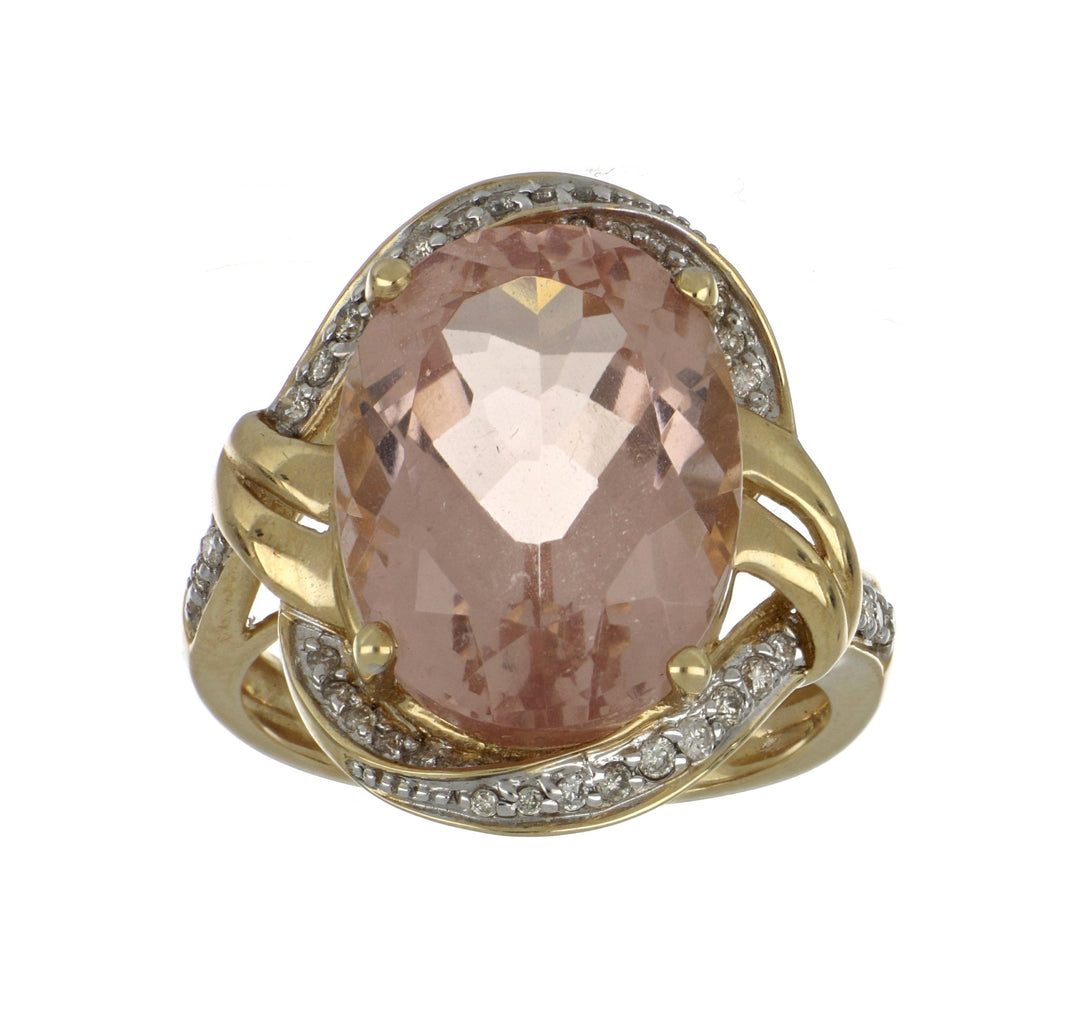 Morganite Ladies Ring (Morganite 10.74 cts. White Diamond 0.25 cts.) Not Net