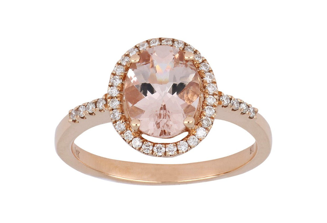 Morganite Ladies Ring (Morganite 1.7 cts. Round White Diamond 0.2 cts.) Not Net