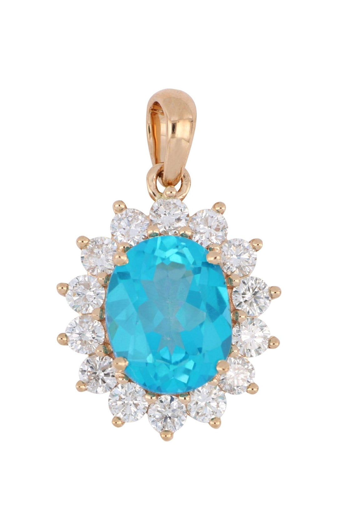 Paraiba Topaz Ladies Pendant (Paraiba Topaz 3.16 cts. White Diamond 0.82 cts.) Not Net