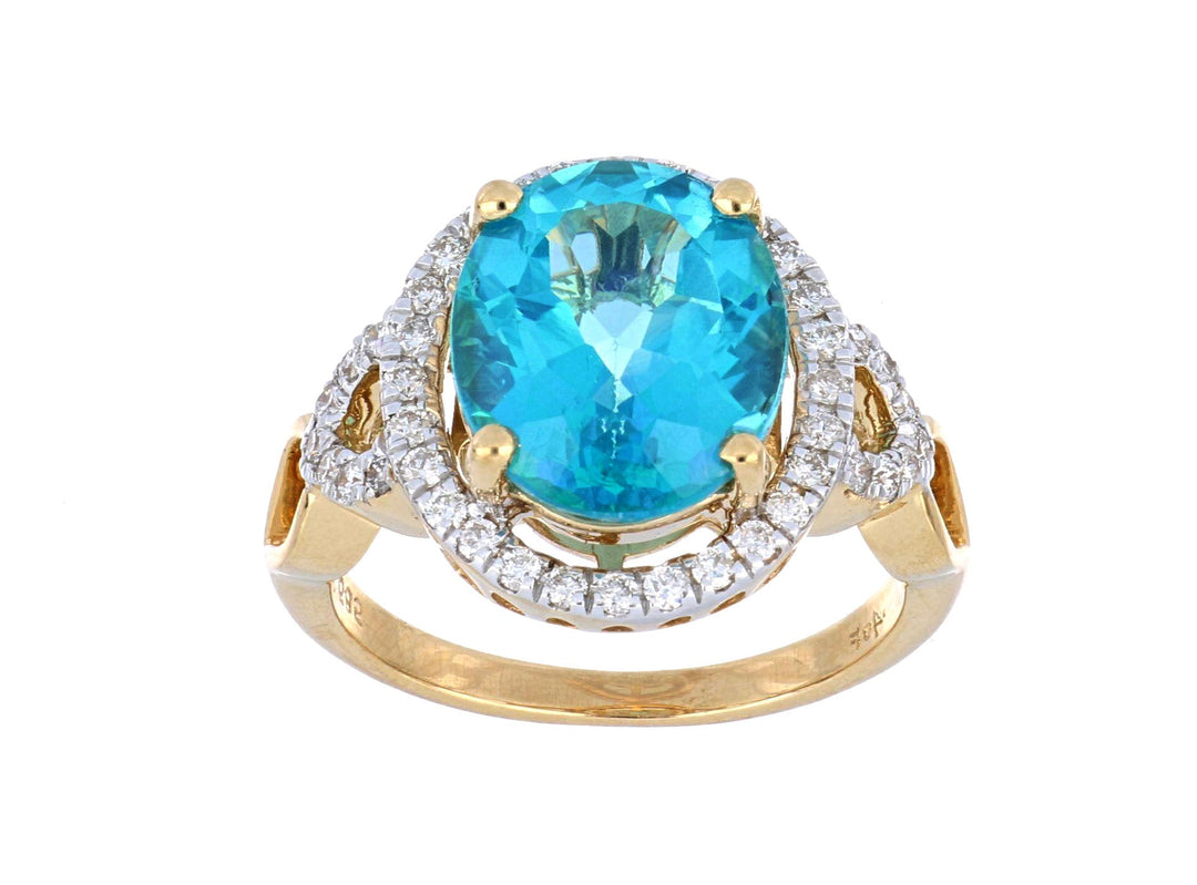 Paraiba Topaz Ladies Ring (Paraiba Topaz 5.82 cts. White Diamond 0.4 cts.) Not Net