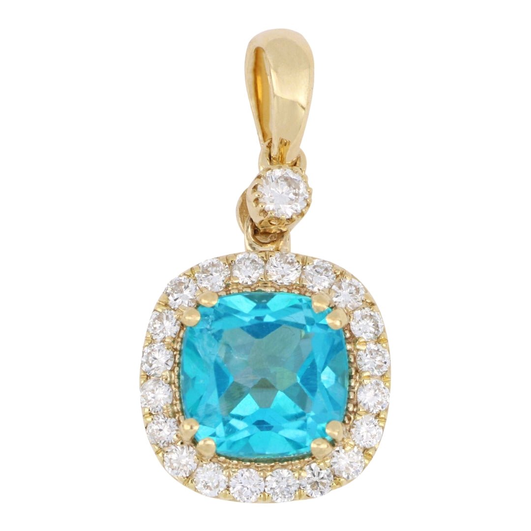 Paraiba Topaz Pendant (Paraiba Topaz 1.9 cts. White Diamond 0.32 cts.) Not Net