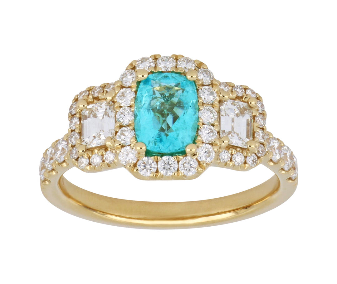 Paraiba Tourmaline Ladies Ring (Paraiba Tourmaline cts. White Diamond 1.10 cts.) Not Net